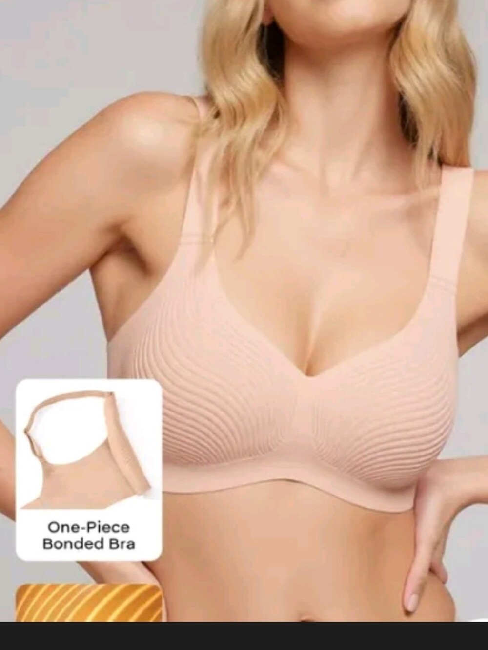 Comfelie Seamless Nude One-Piece Bonded Bra - Comfort Support Size L Color Skin